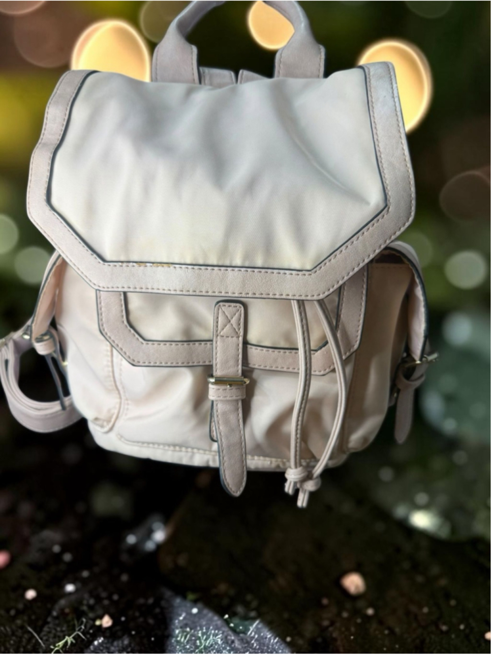 Madden Girl Blush Pink Mini Backpack | Nylon Convertible Bookbag | Gold Hardware